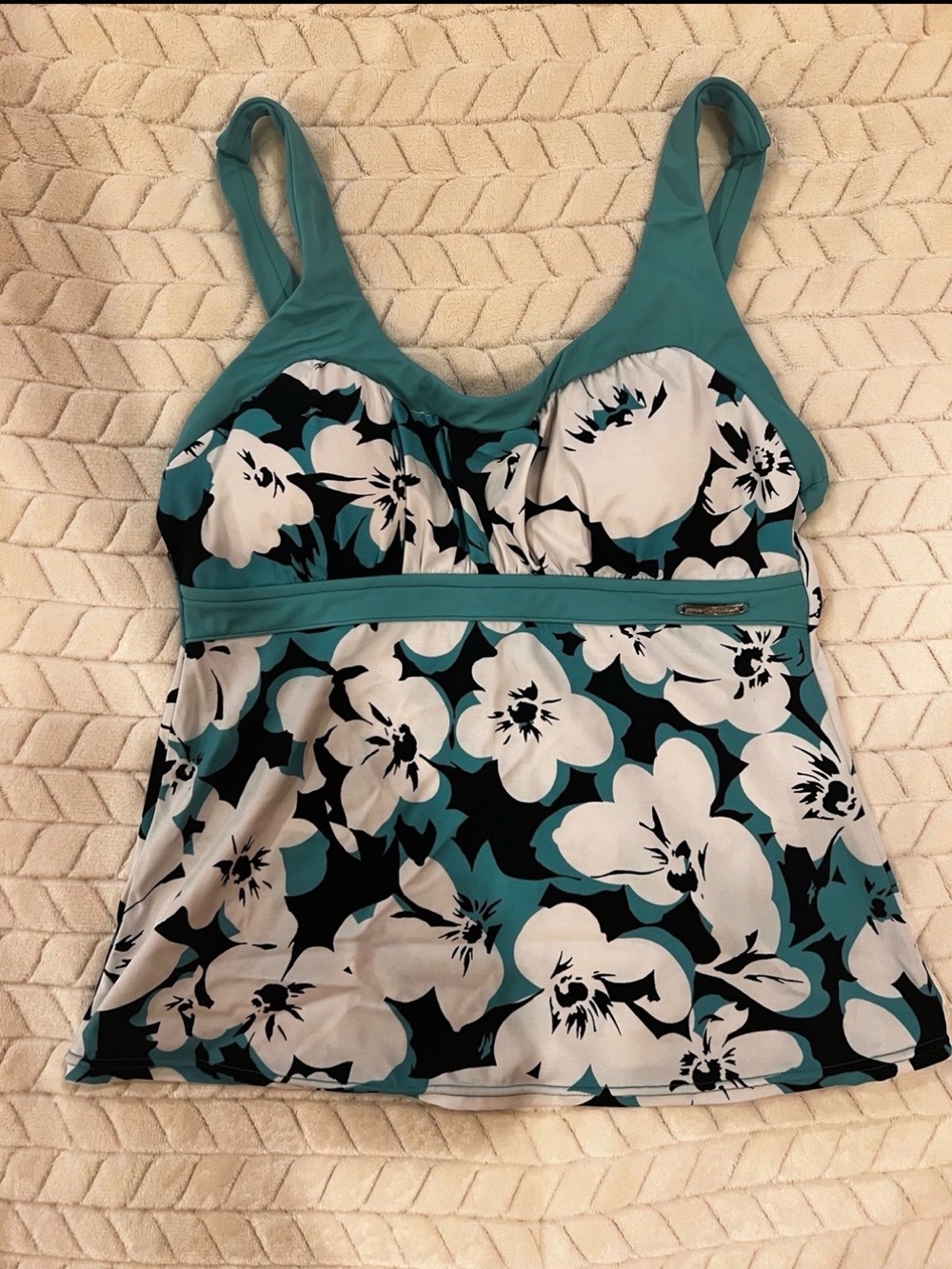 Teal Floral Tank Top with Built-In Support